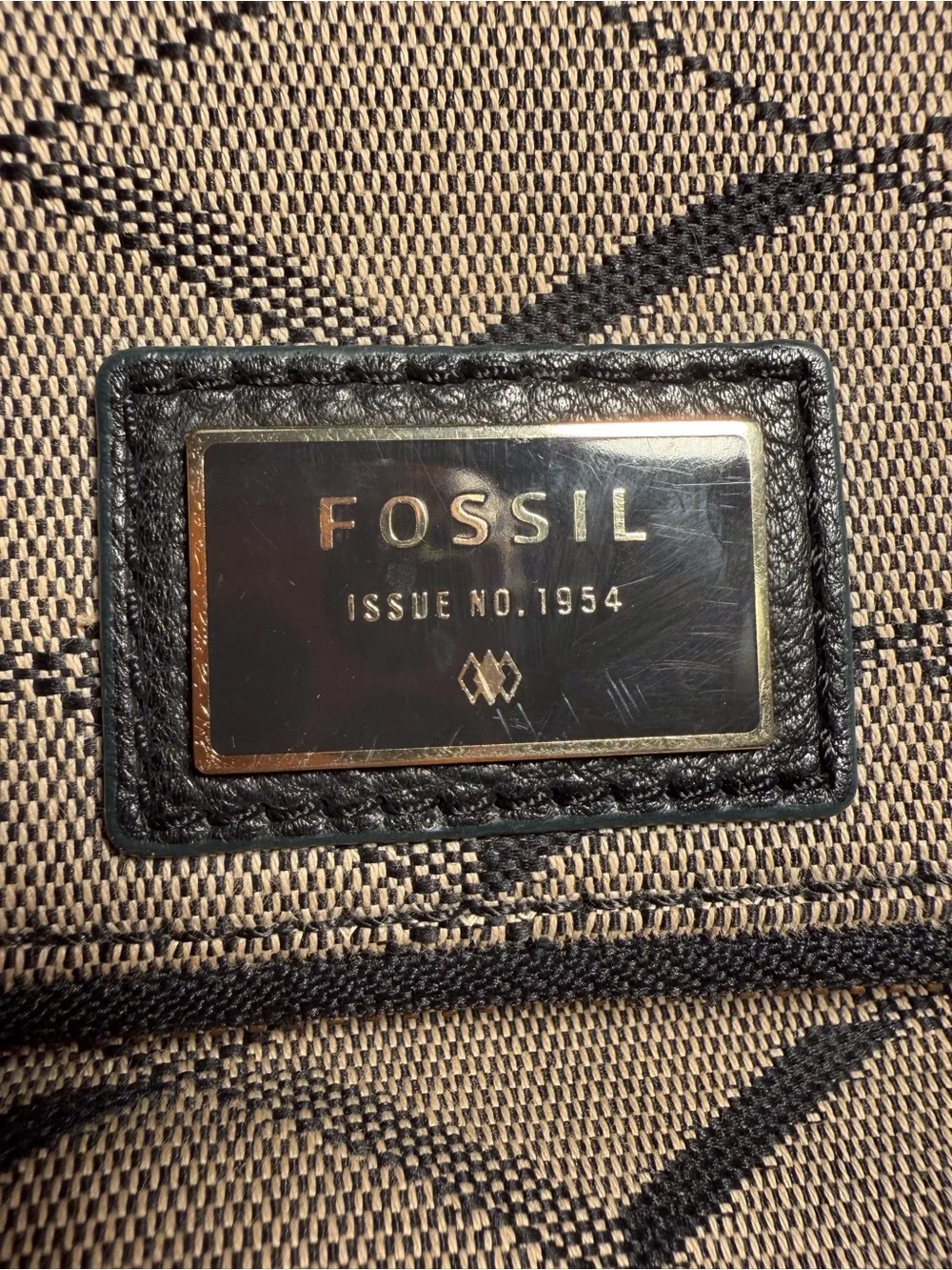 Fossil Taupe Patterned Crossbody with Black Trim